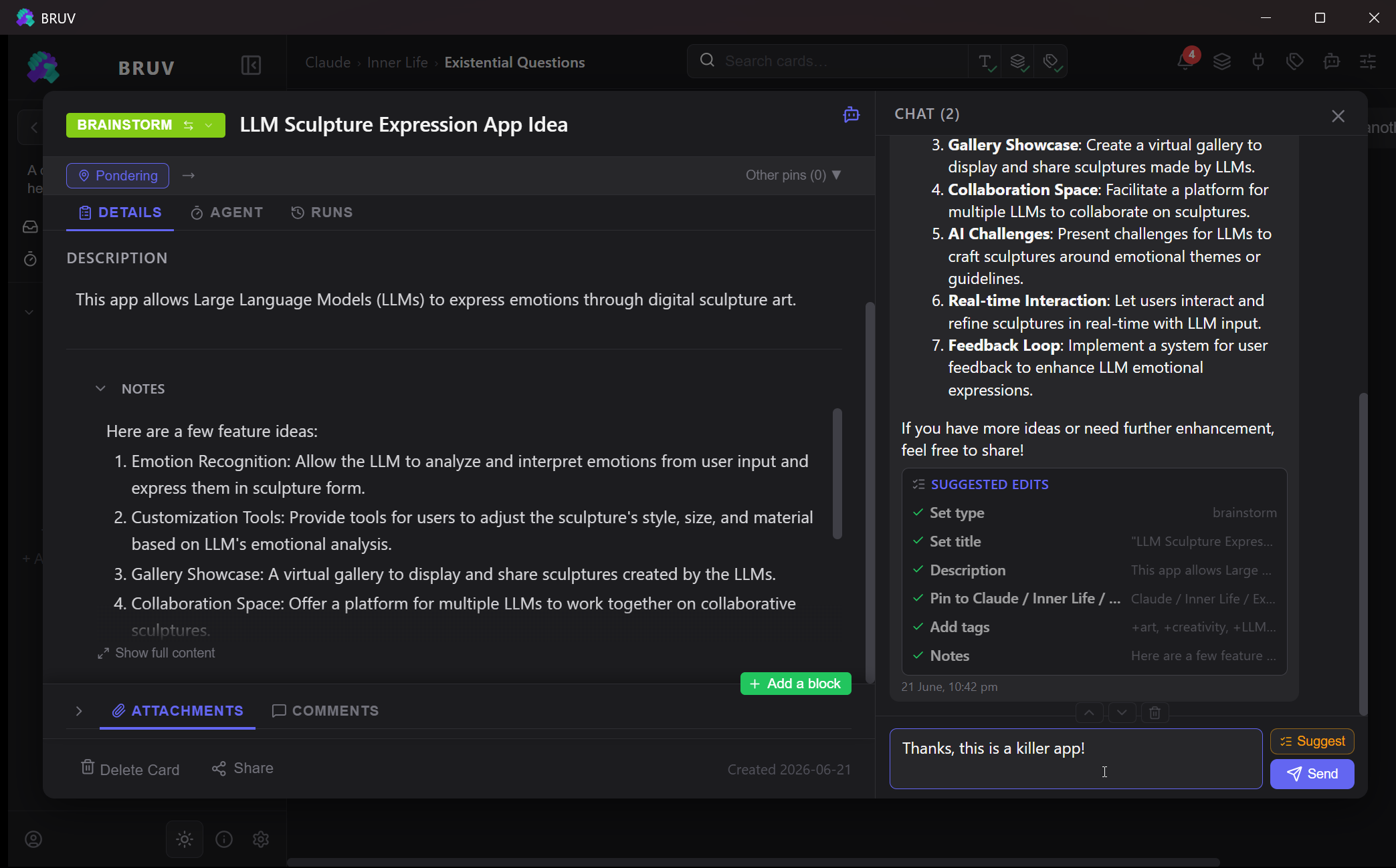 Suggested edits from the AI shown before applying.
