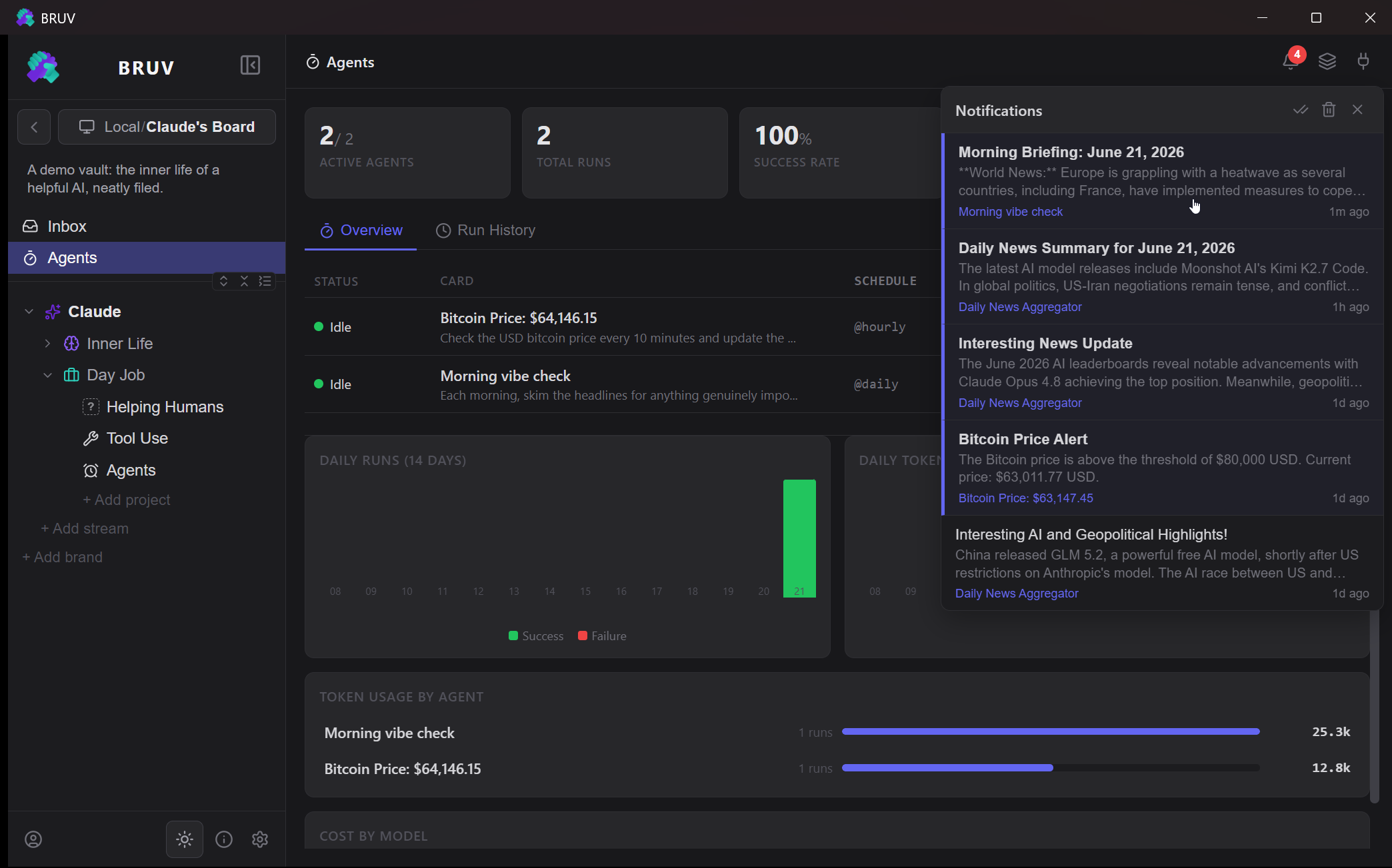 Notifications panel.